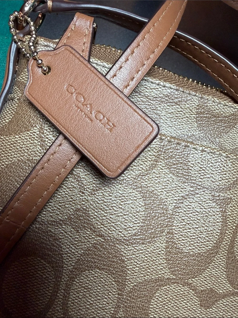 Coach North South Tan Signature Canvas Crossbody Bag F58309